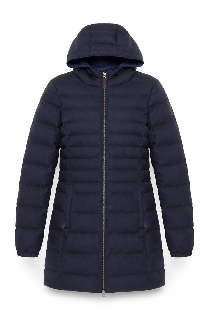 Killtec Women Blue Long Puffer Coat Hooded Size 12 Water Resistant
