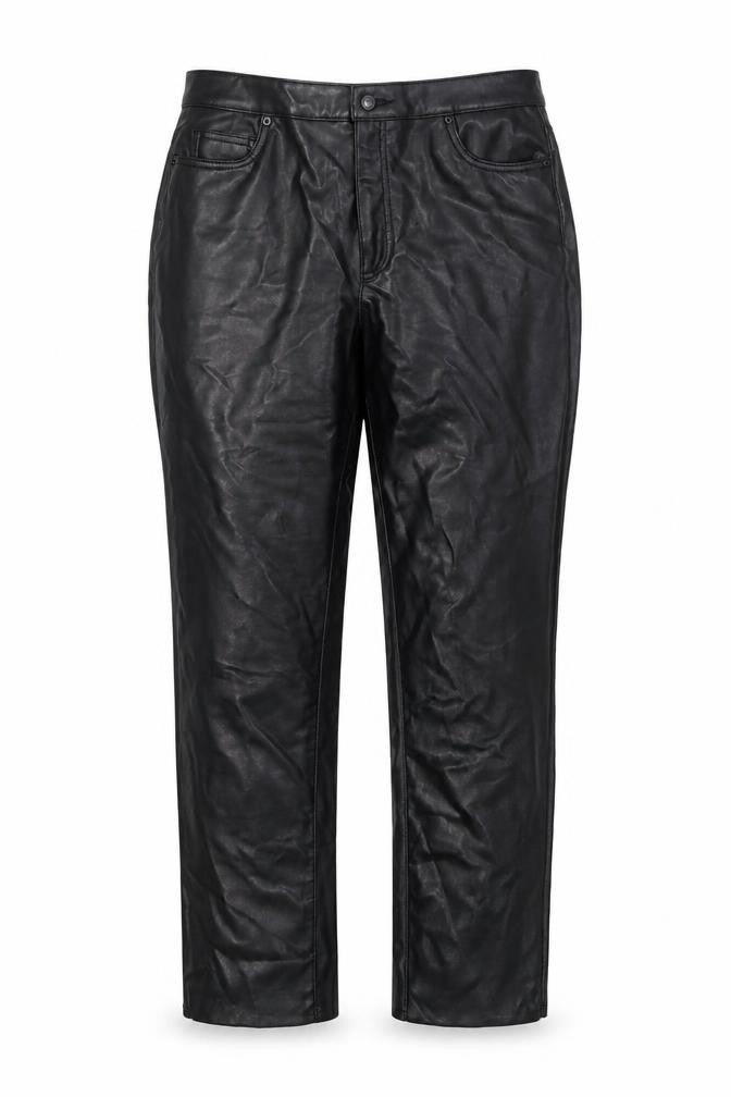 Vero Moda Women’s Black Faux Leather Straight Trousers Size 14