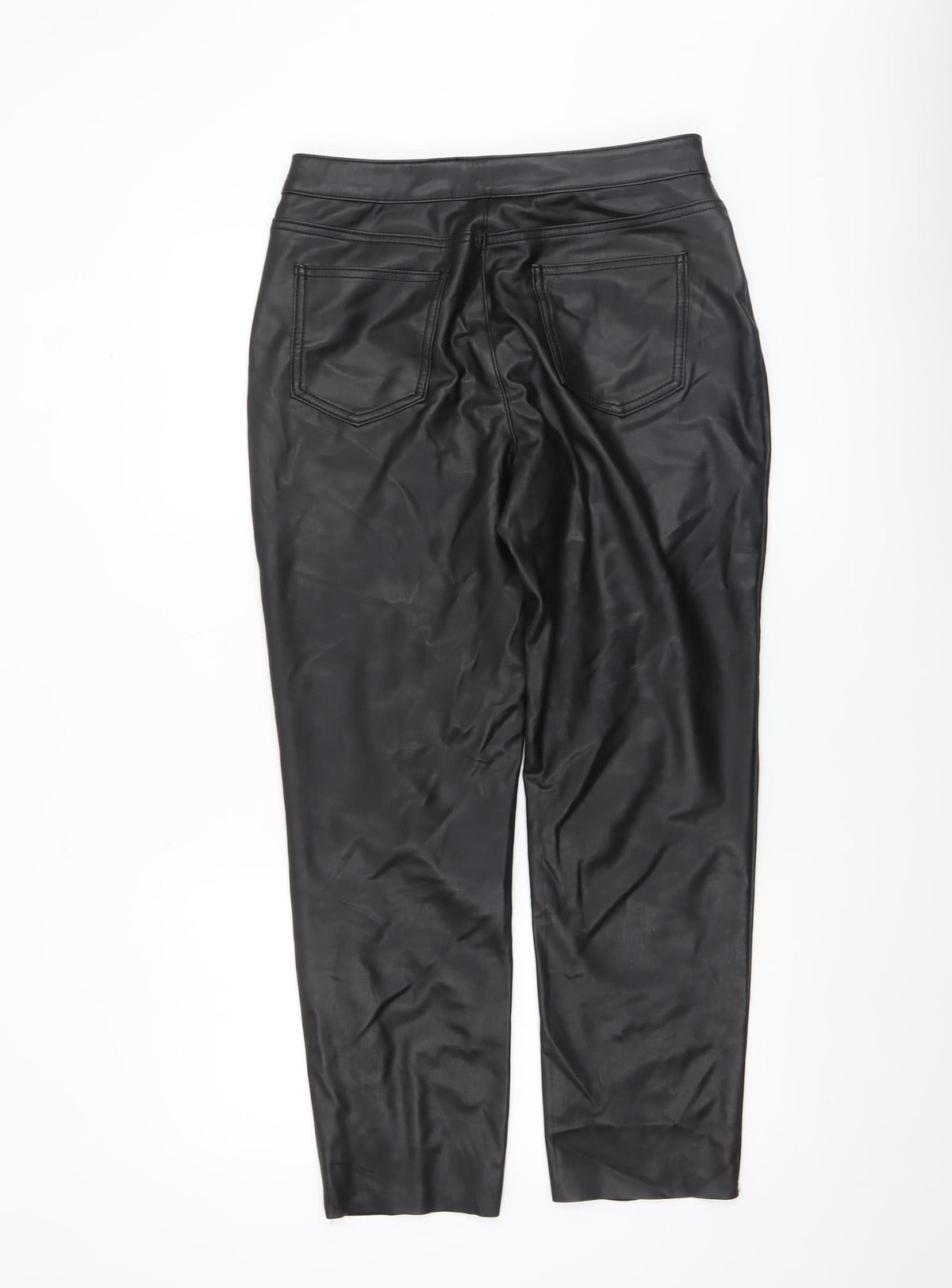 Vero Moda Women’s Black Faux Leather Straight Trousers Size 14
