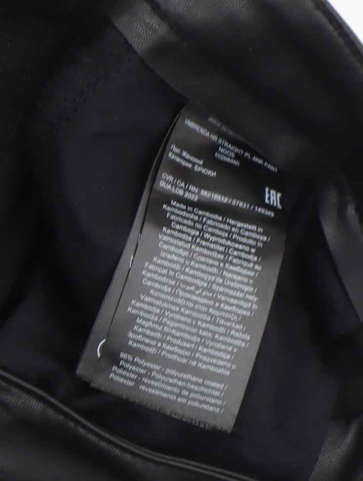 Vero Moda Women’s Black Faux Leather Straight Trousers Size 14