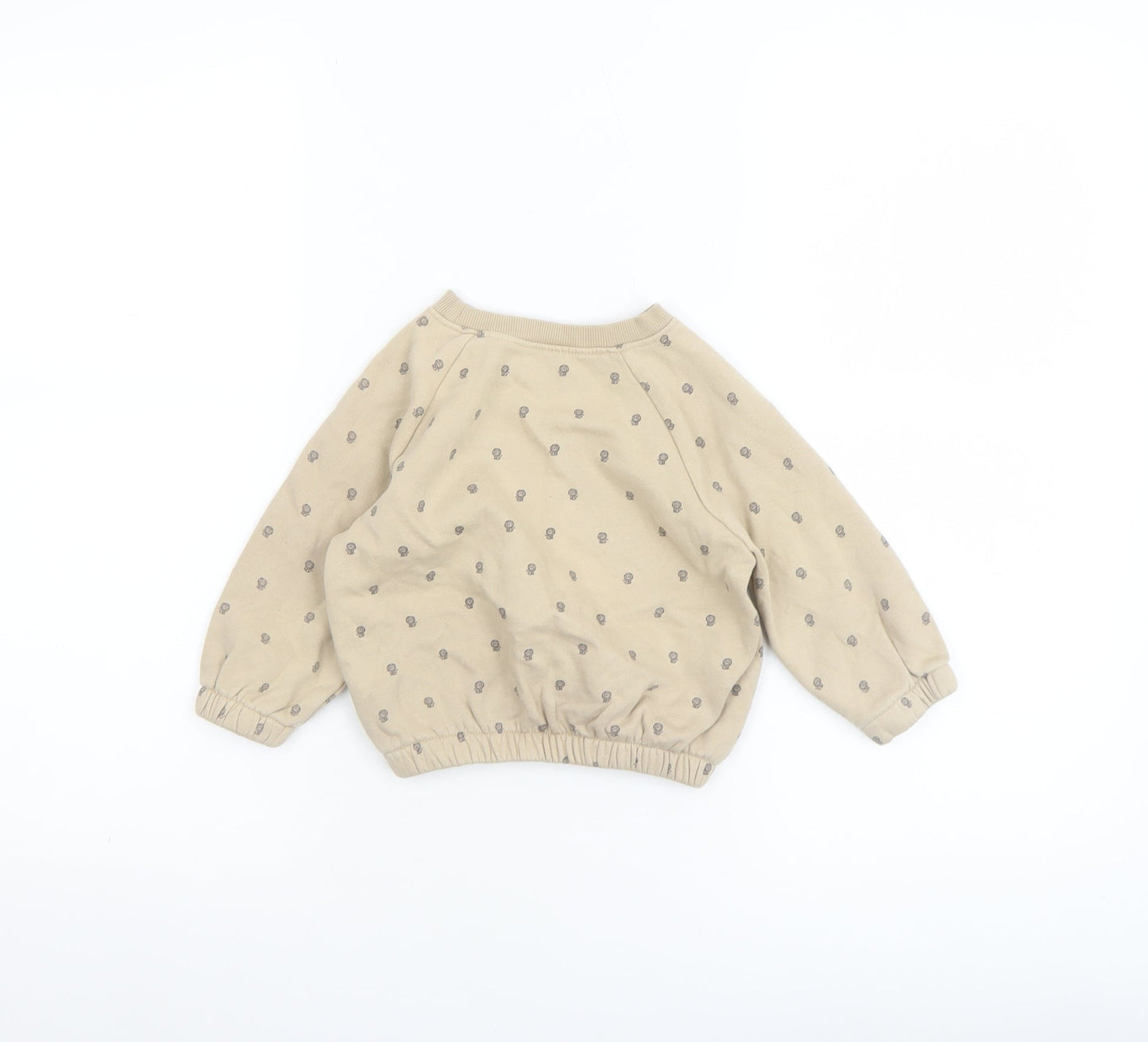 Dunnes Stores Unisex Beige 'Wild At Heart' Long Sleeve Pullover T-Shirt 9-12 Months