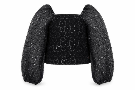 Angel & Rocket Girls Black Sequin Mesh Cropped Blouse 7 Years Partywear