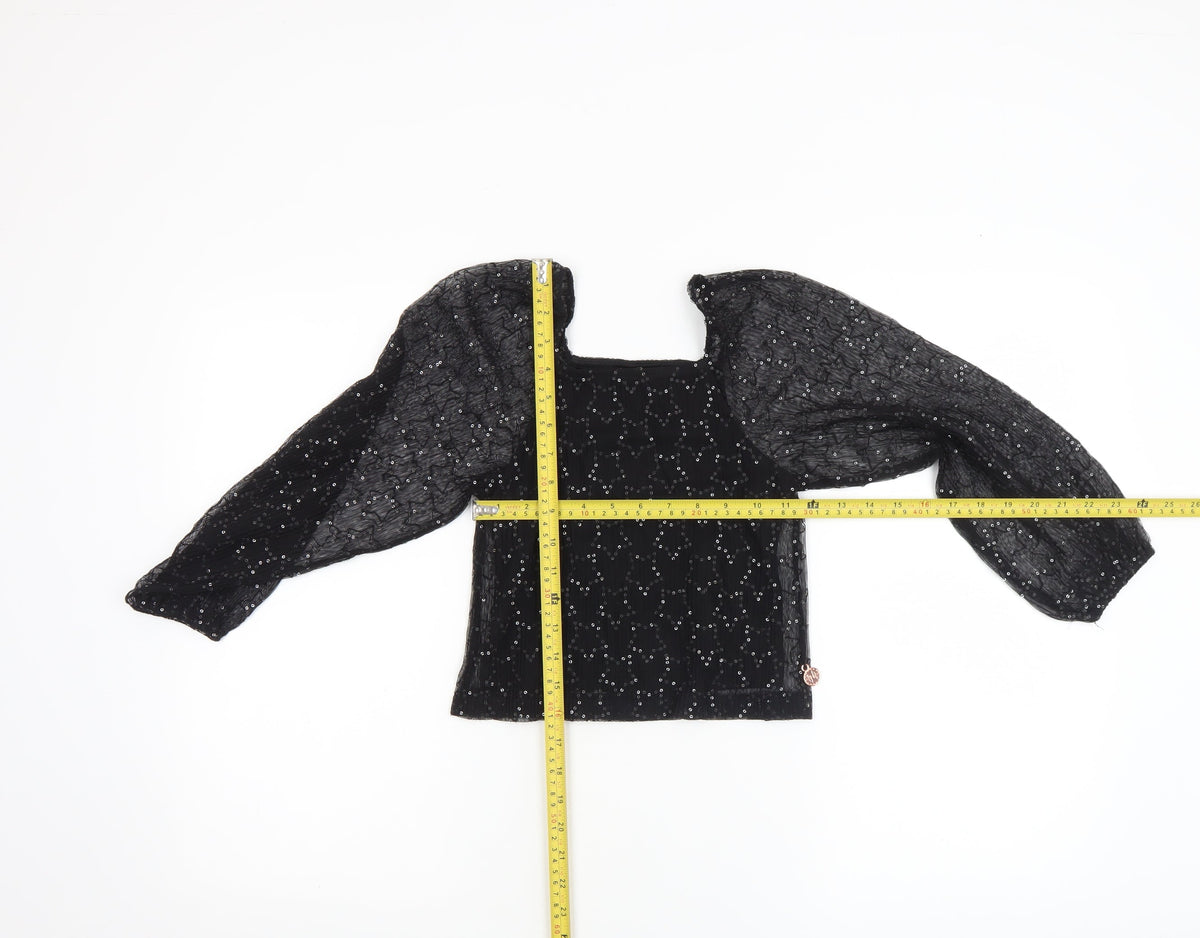 Angel & Rocket Girls Black Sequin Mesh Cropped Blouse 7 Years Partywear