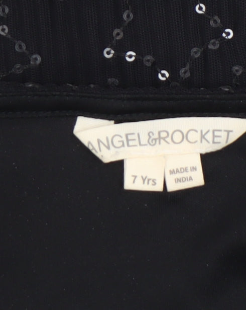 Angel & Rocket Girls Black Sequin Mesh Cropped Blouse 7 Years Partywear
