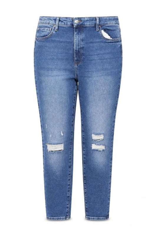 H&M Womens Blue Skinny Jeans Size 14 Distressed Stretch Denim