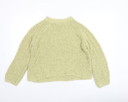 Additional front view of Gallery women’s green chunky knit cotton jumper, size L