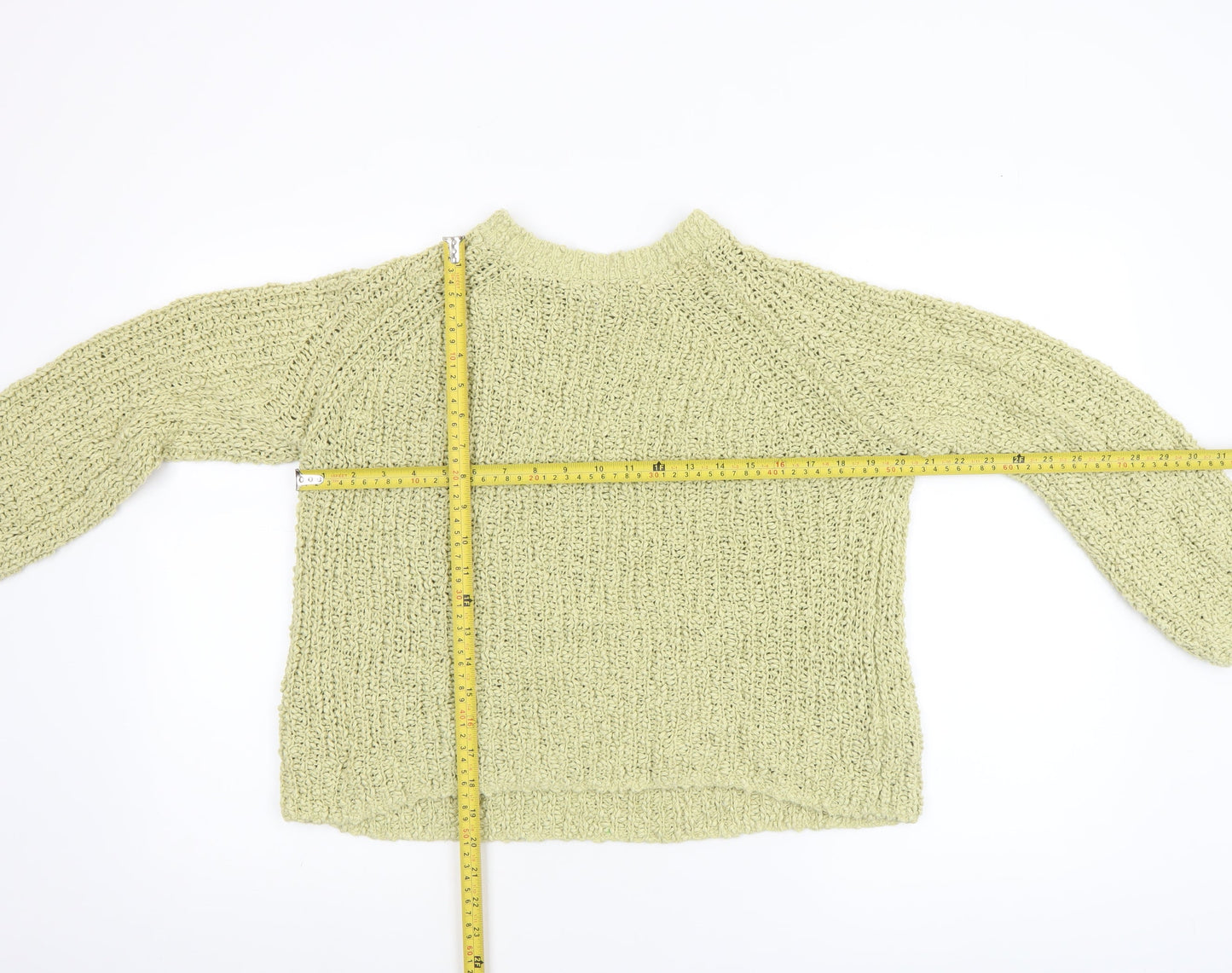 Gallery Womens Green Chunky Knit Cotton Pullover Jumper Size L