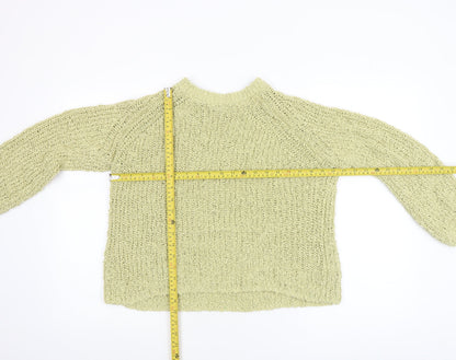 Back view of Gallery women’s green chunky knit cotton jumper, size L