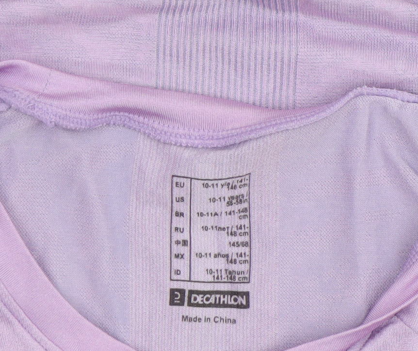 Decathlon Girls Purple Short Sleeve Sports T-Shirt 10-11 Years