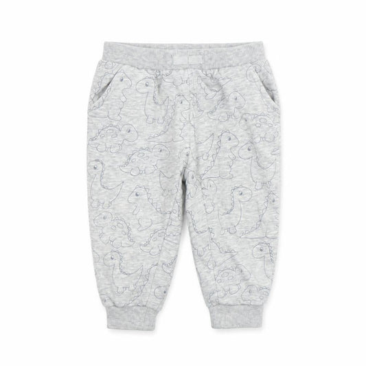 NPO Baby Grey Dinosaur Jogger Trousers 12 Months Unisex Cotton Blend