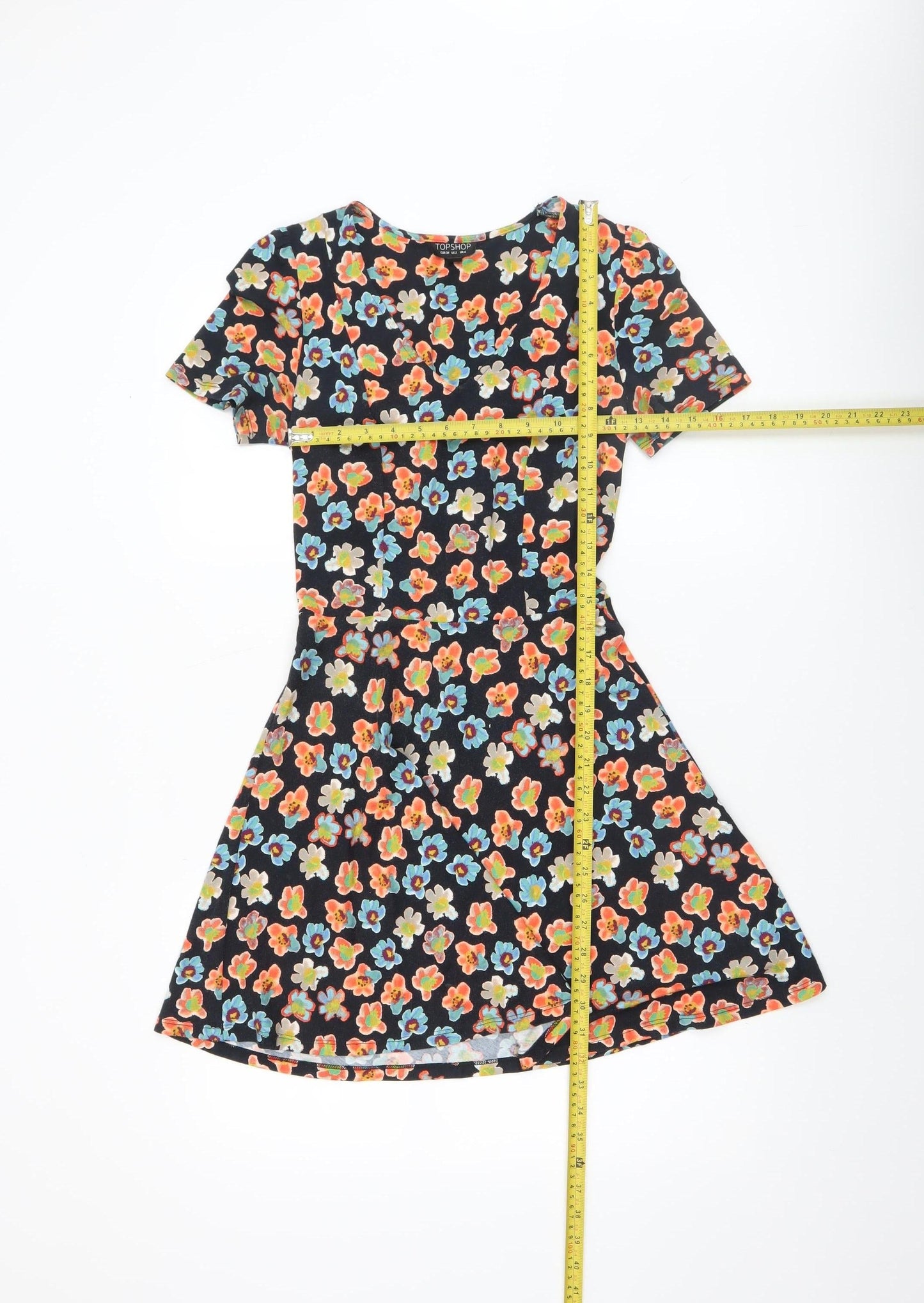 Topshop Women's Multicoloured Floral Fit & Flare Short Dress Size 6