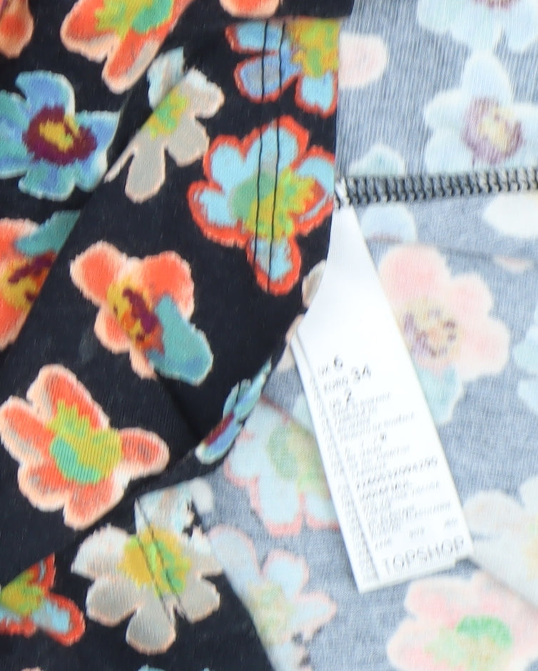 Topshop Women's Multicoloured Floral Fit & Flare Short Dress Size 6