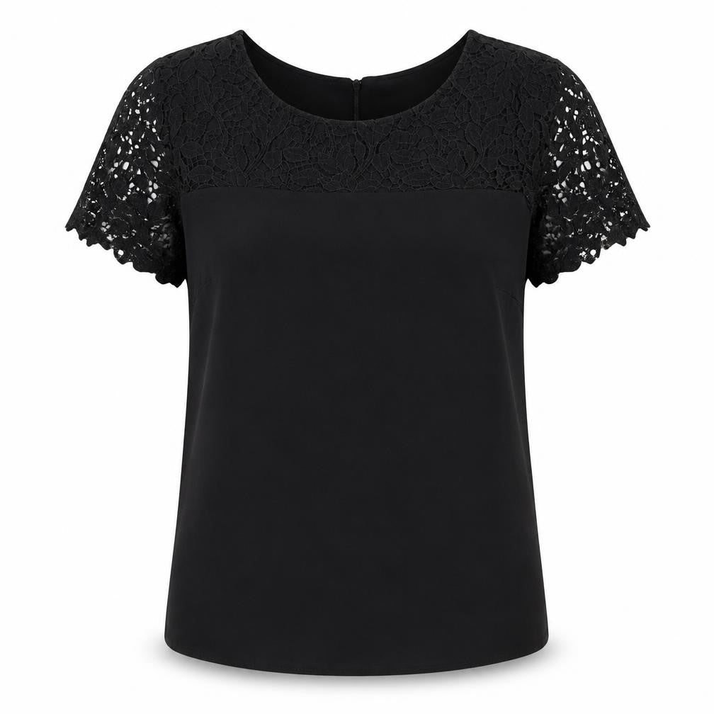 Vila Women’s Black Lace Short Sleeve Blouse M