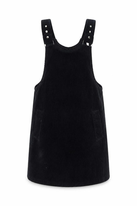 New Look Women’s Black Corduroy Pinafore Dress Size 6