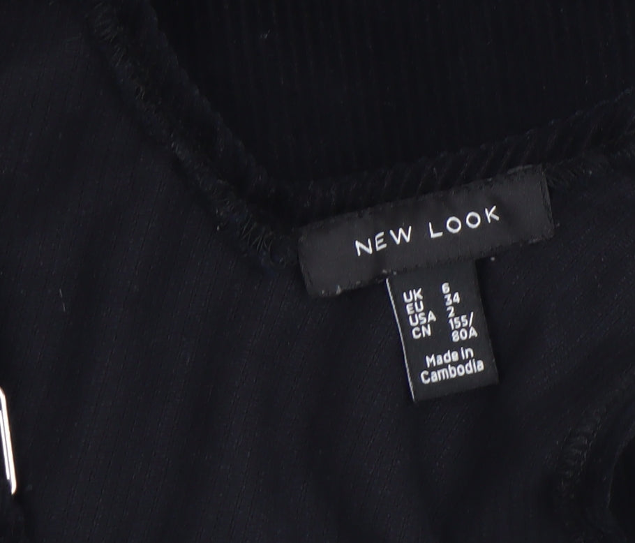 New Look Women’s Black Corduroy Pinafore Dress Size 6