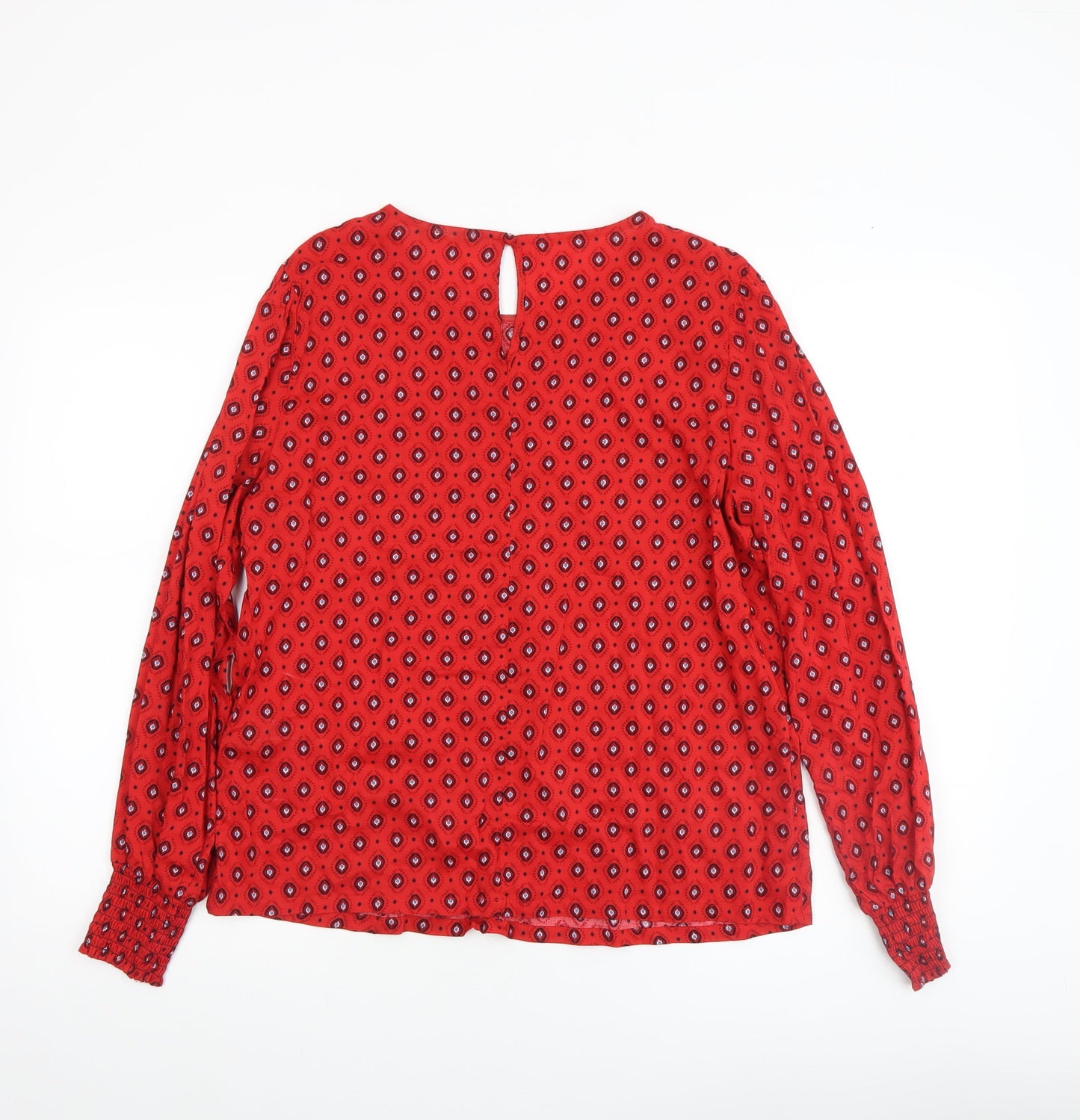 ONLY Women Red Geometric Long Sleeve Viscose Blouse Size 8