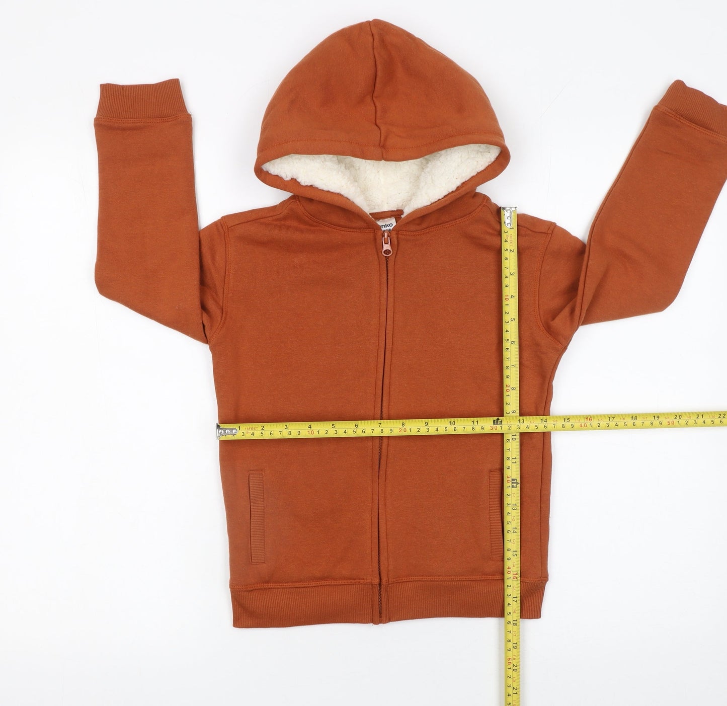 Anko Boys Brown Full Zip Fleece Lined Hoodie Size 7 Years