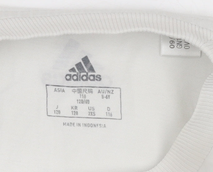 Adidas Boys White Logo Cotton Short Sleeve T-Shirt 5-6 Years