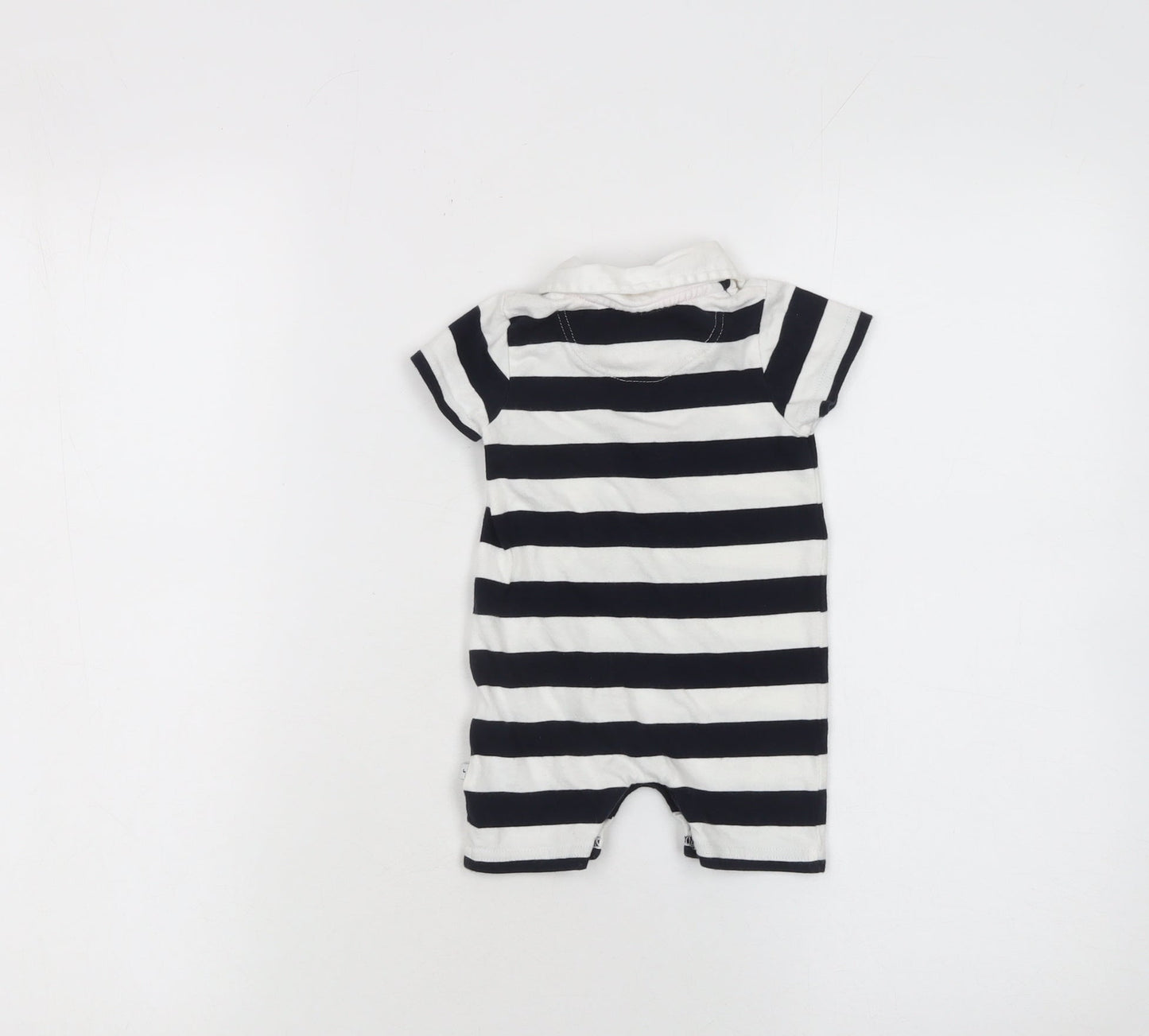 Debenhams Newborn Boys Navy & White Striped Romper Babygrow 100% Cotton