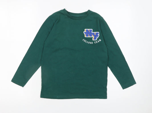 Dunnes Stores Boys Green Long Sleeve College Team Cotton T-Shirt 8-9 Years