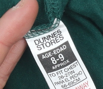 Dunnes Stores Boys Green Long Sleeve College Team Cotton T-Shirt 8-9 Years