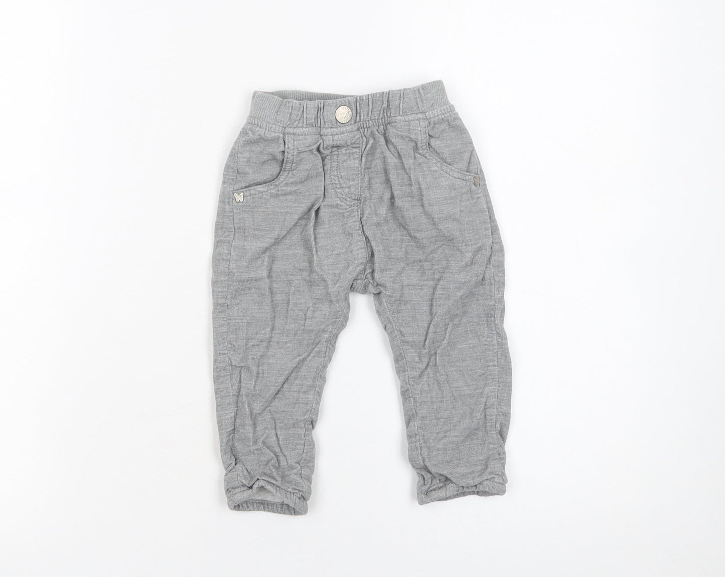 Next Grey Cotton Baby Jogger Trousers 6-9 Months Unisex Comfortable Fit