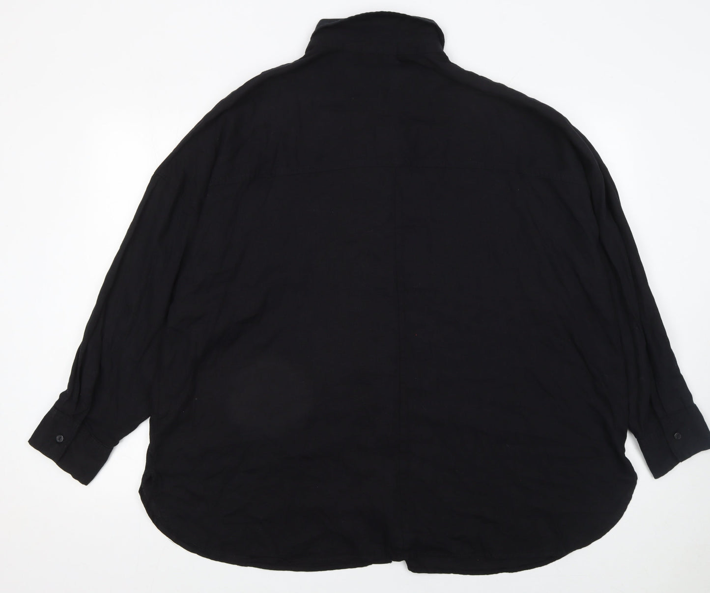 F&F Women’s Black Long Sleeve Collared Relaxed Button-Up Shirt UK 20
