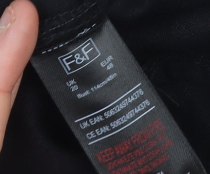 F&F Women’s Black Long Sleeve Collared Relaxed Button-Up Shirt UK 20
