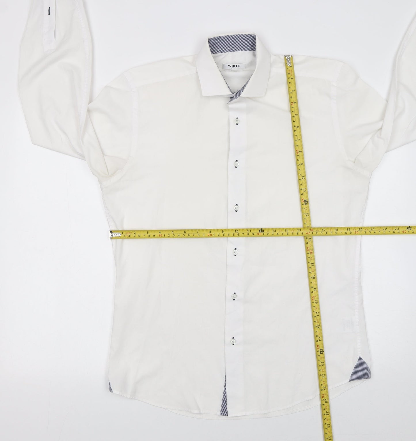 White Label Men's White Tapered Dress Shirt 15.5/39 Long Sleeve
