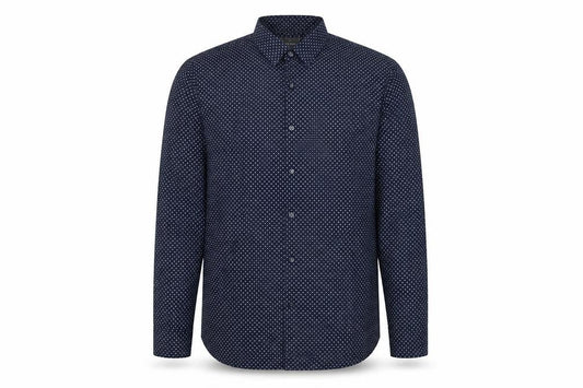 Peter Werth Men's Blue Polka Dot Long Sleeve Cotton Formal Shirt L