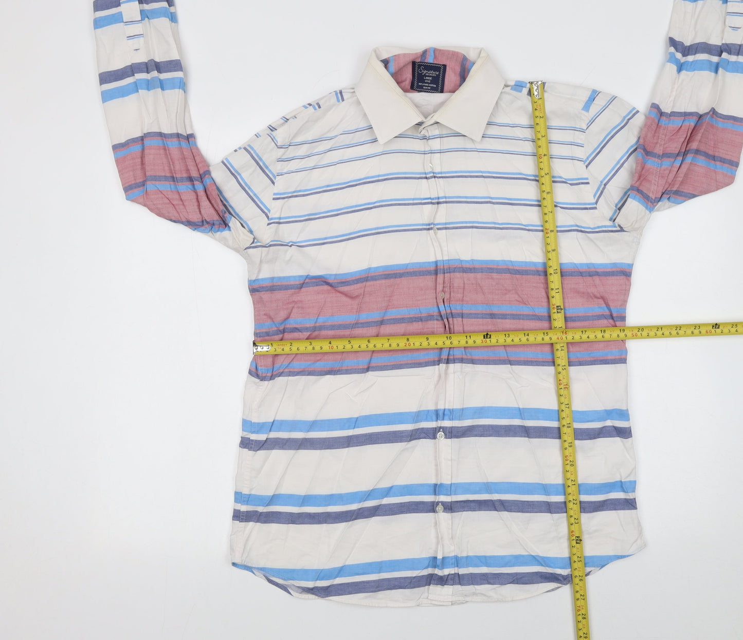 Signature Segrato Men's Multicoloured Slim Fit Striped Cotton Shirt L