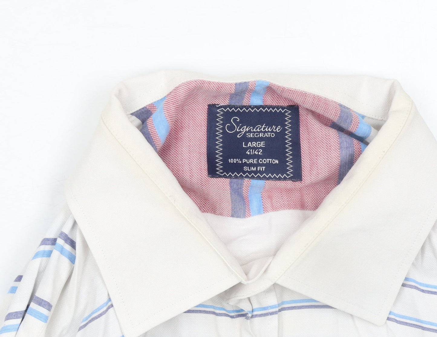 Signature Segrato Men's Multicoloured Slim Fit Striped Cotton Shirt L