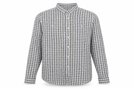 Tu Men's Grey Check Cotton Long Sleeve Button-Up Shirt L