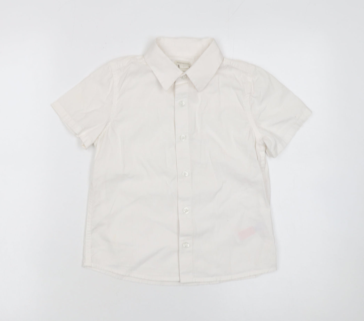 Monsoon Girls Ivory Short Sleeve Button-Up Cotton Shirt 8 Years