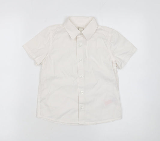 Monsoon Girls Ivory Short Sleeve Button-Up Cotton Shirt 8 Years