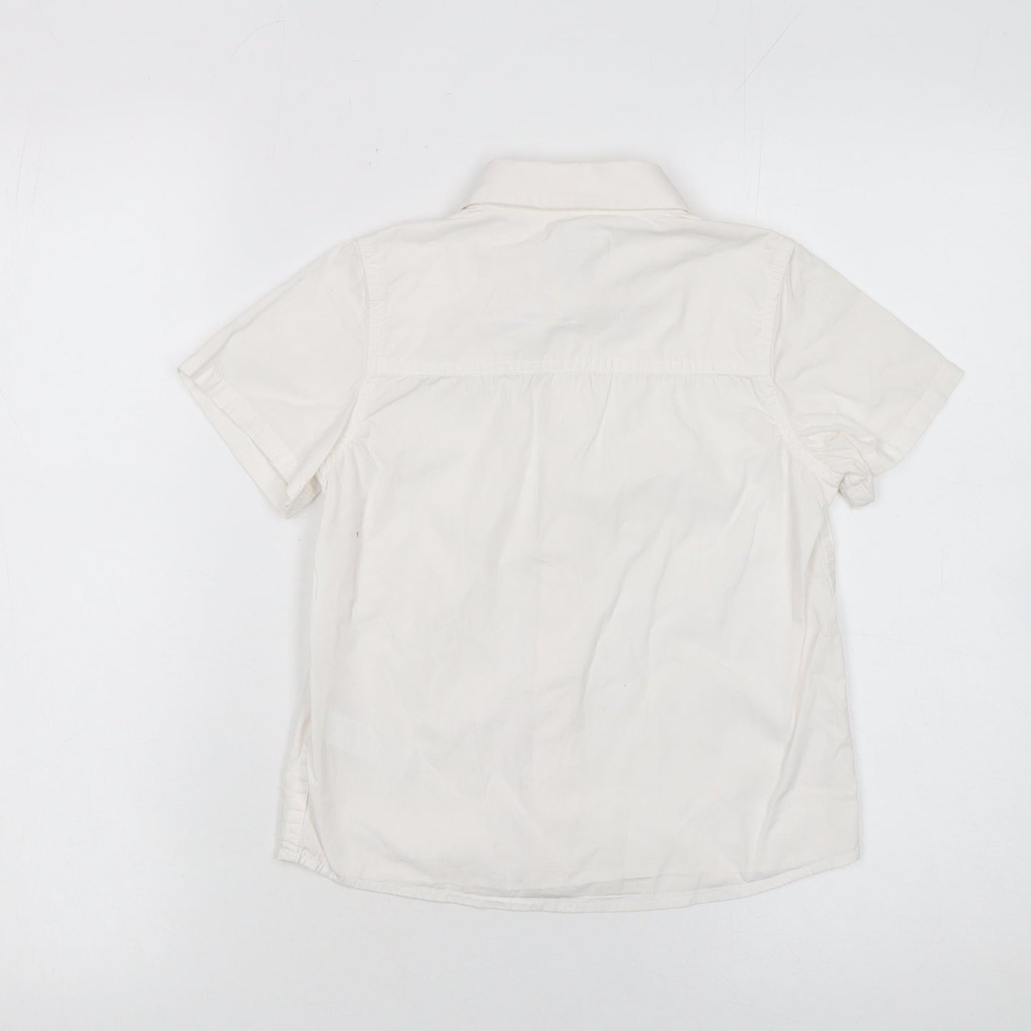 Monsoon Girls Ivory Short Sleeve Button-Up Cotton Shirt 8 Years