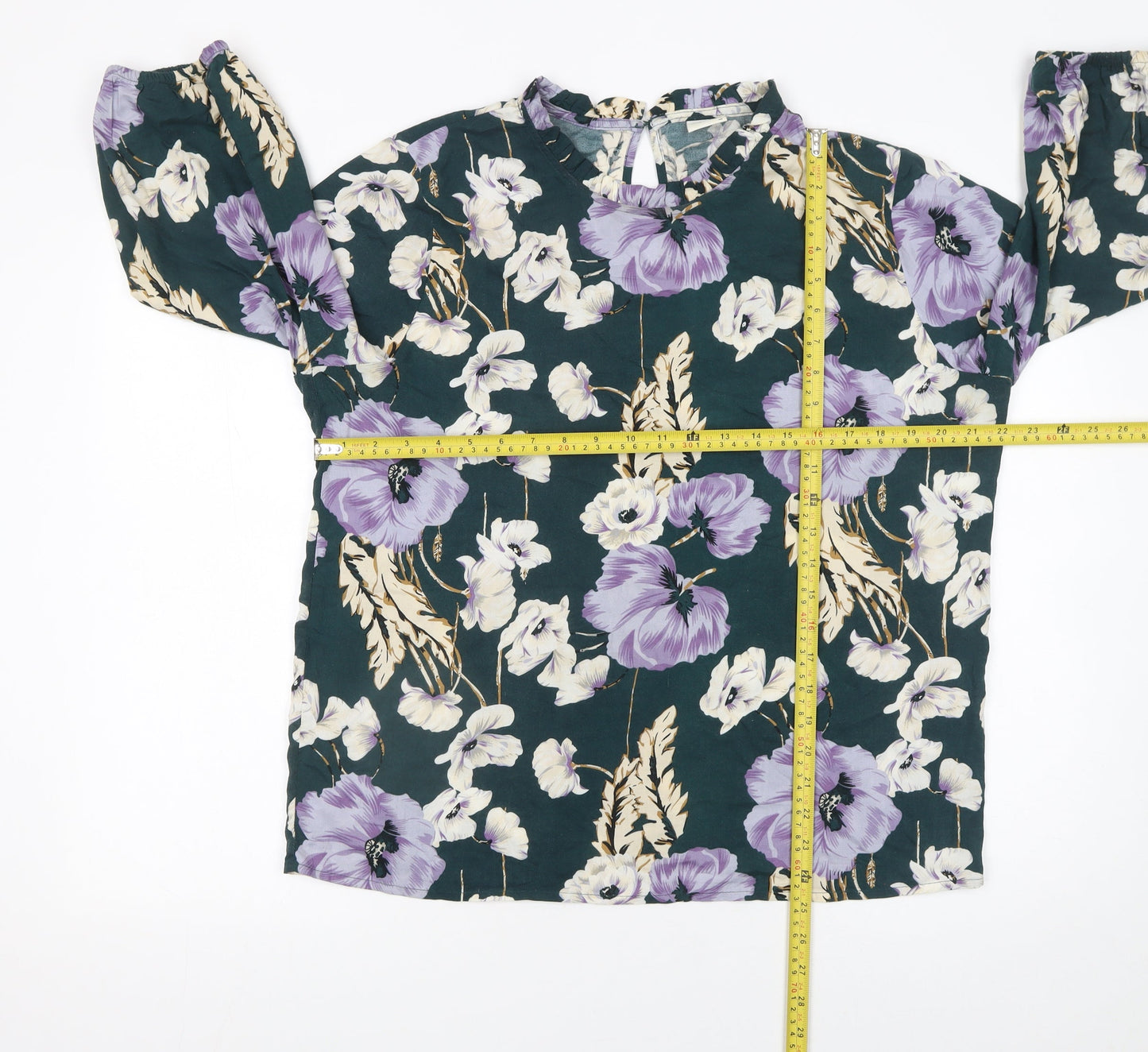 Jacqueline de Yong Womens Floral Blouse Multicoloured Size 12 Viscose Tunic Top