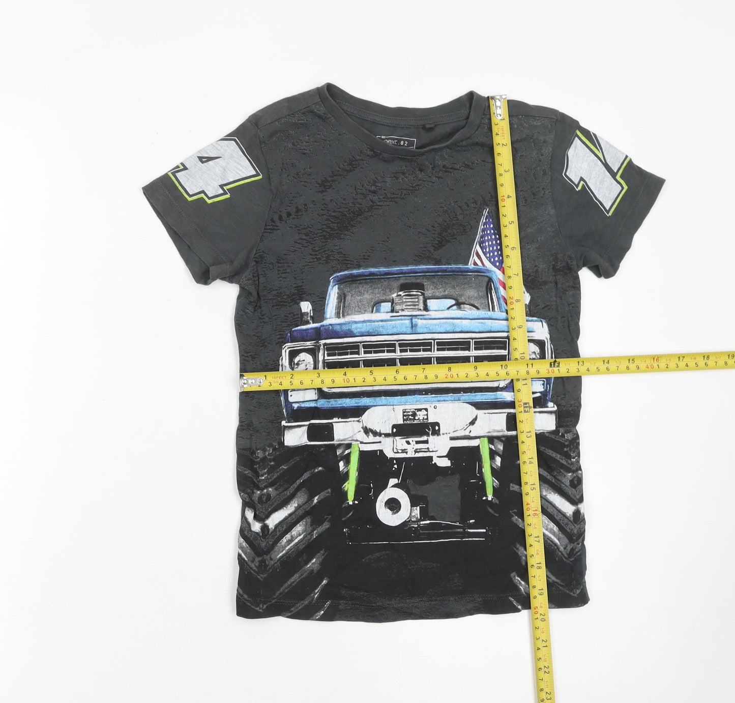 Next Boys Black Monster Truck Graphic T-Shirt 7 Years Cotton Short Sleeve