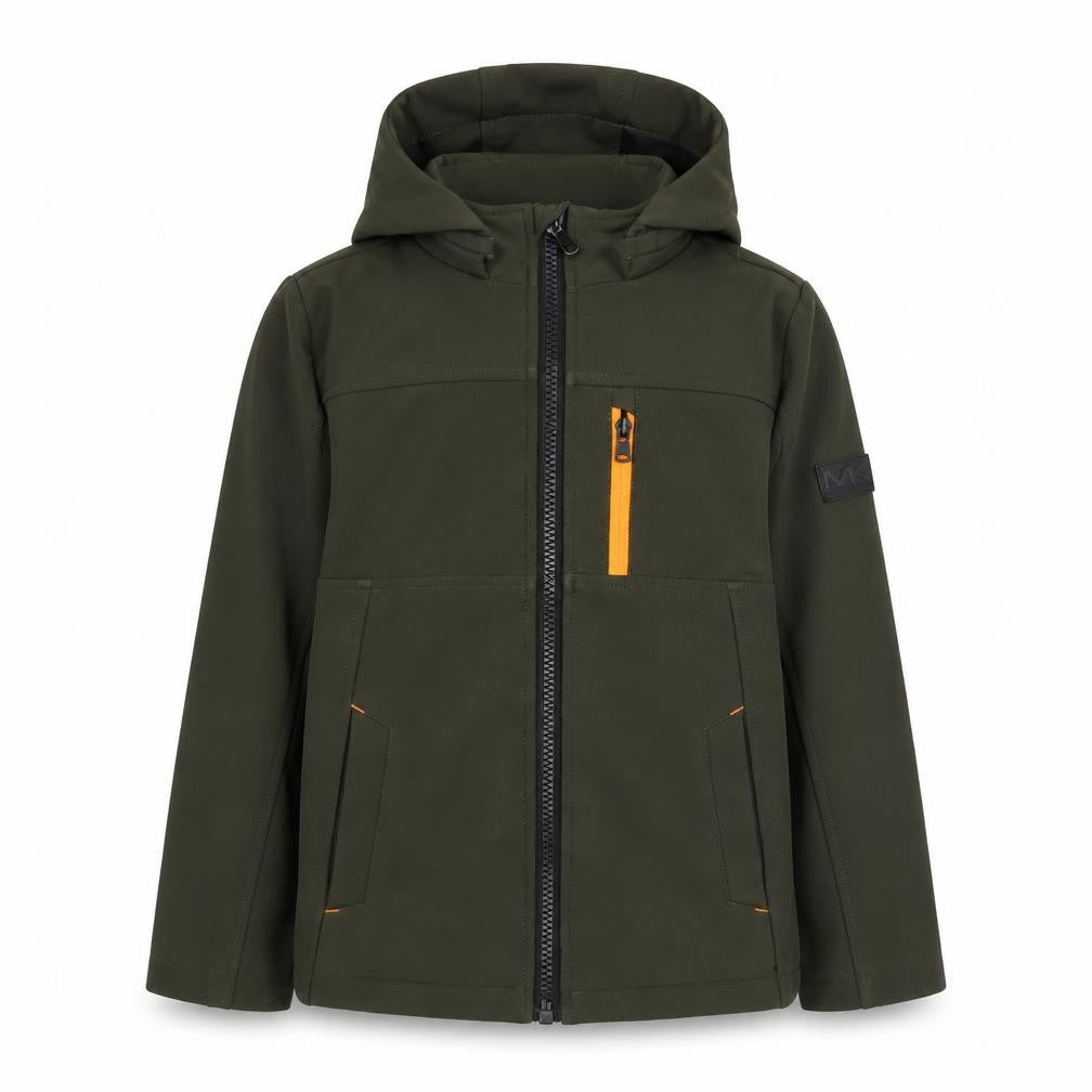 Michael Kors Boys Green Hooded Soft Shell Jacket Age 8 Full Zip Casual