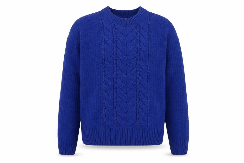 Dunnes Stores Women's Blue Cable-Knit Crew Neck Jumper Size S