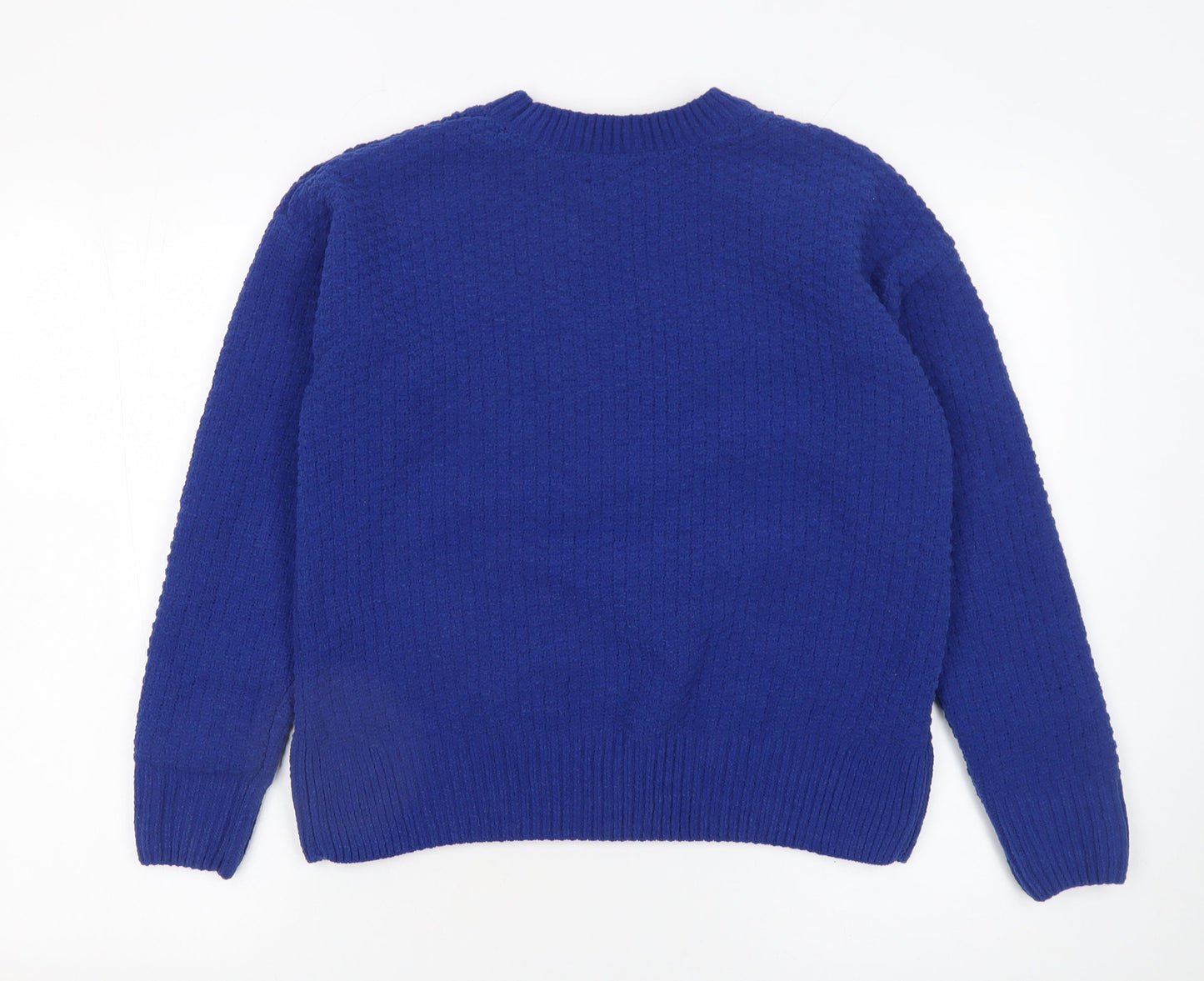 Dunnes Stores Women's Blue Cable-Knit Crew Neck Jumper Size S