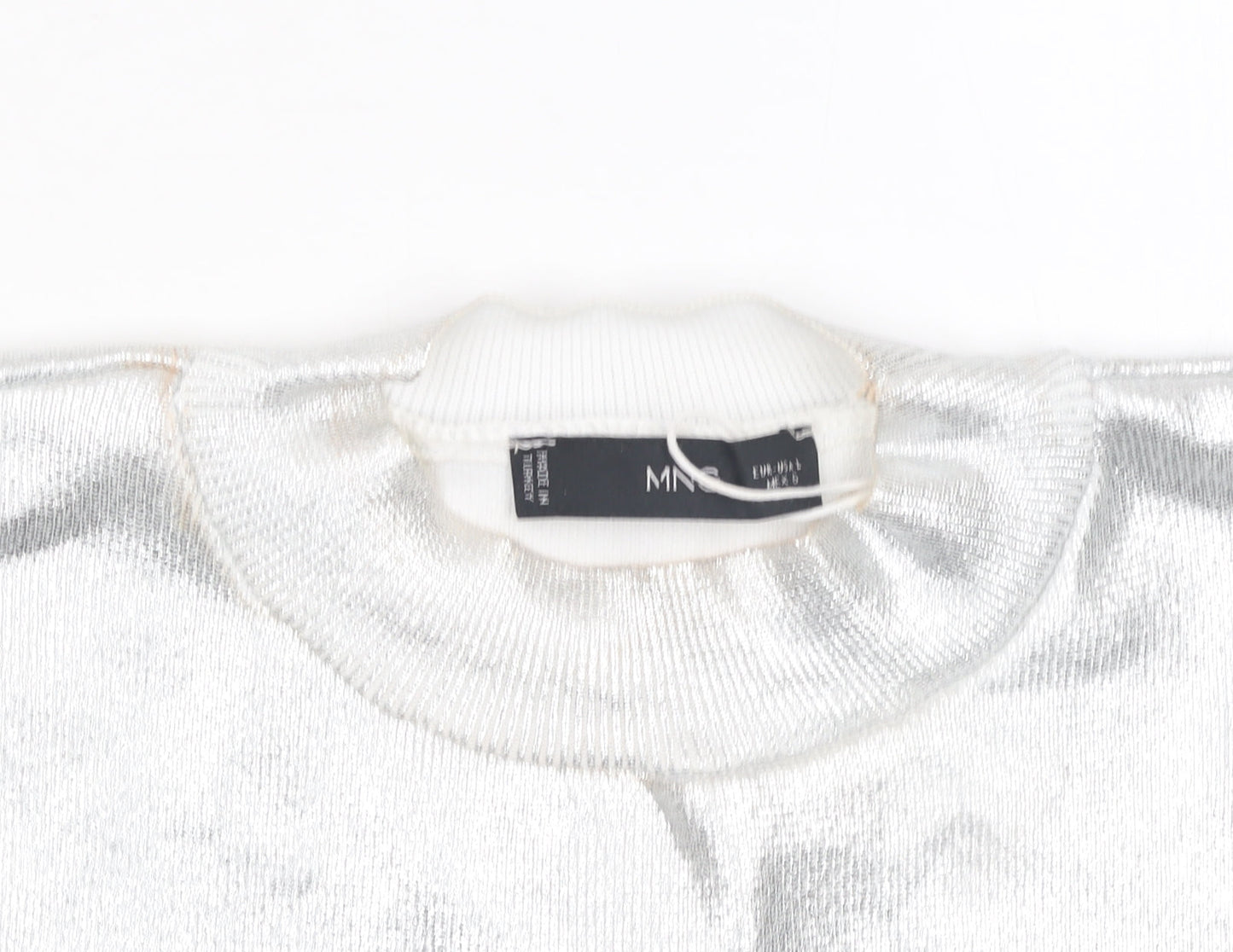 MNG Women’s Silver Mock Neck Sleeveless Camisole Top Size L