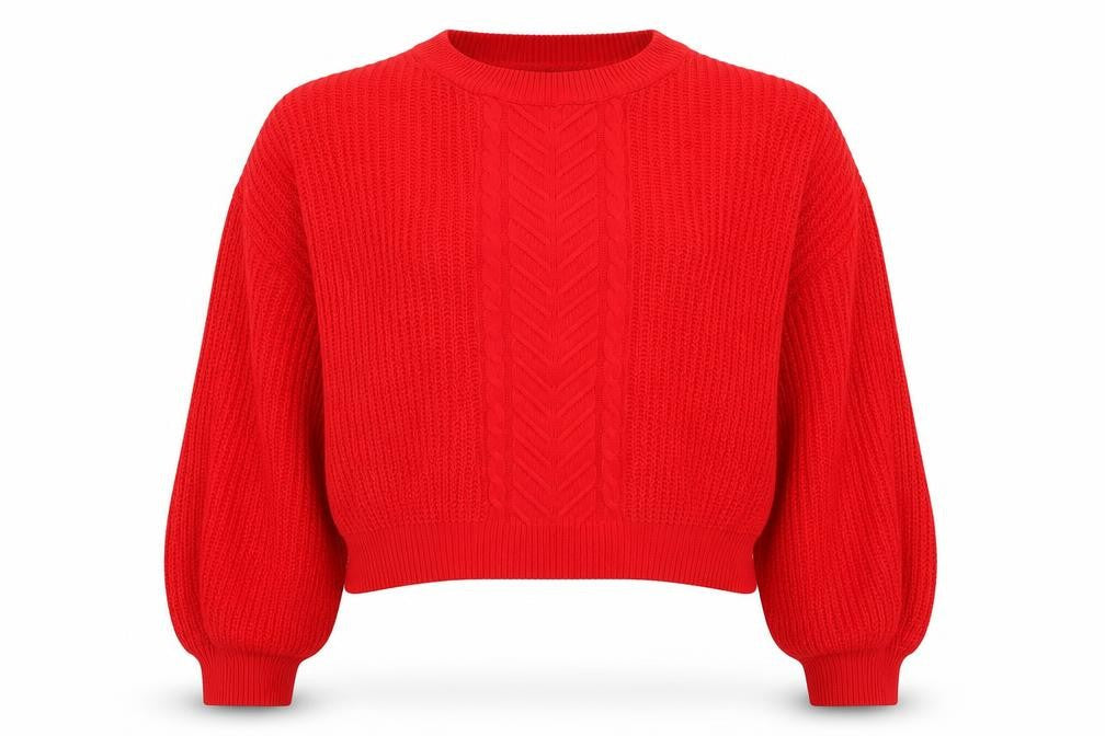 Primark Women Red Cotton Acrylic Cable Knit Jumper M
