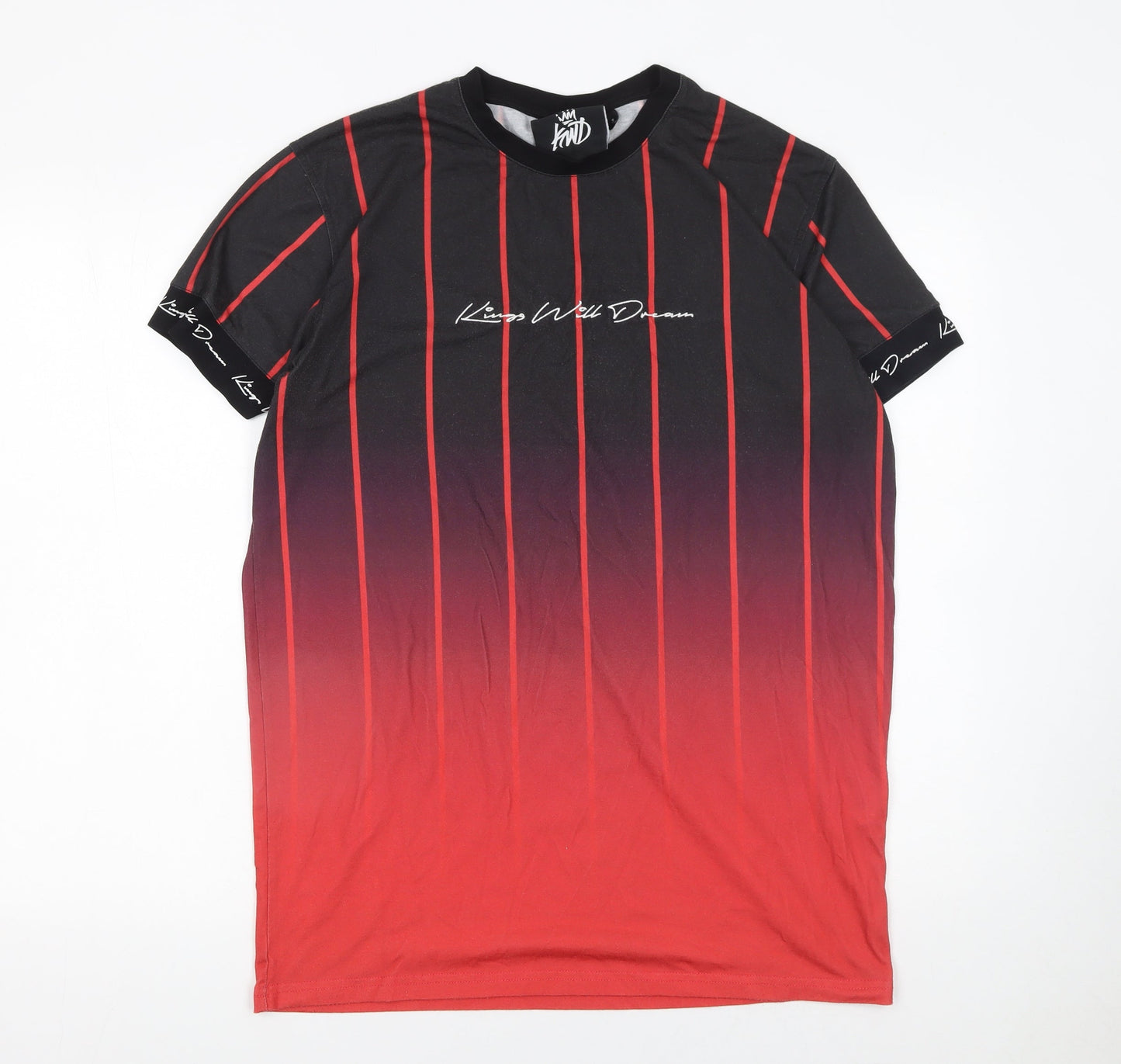 Kings Will Dream Men's Red Gradient Stripe Slim T-Shirt Size S