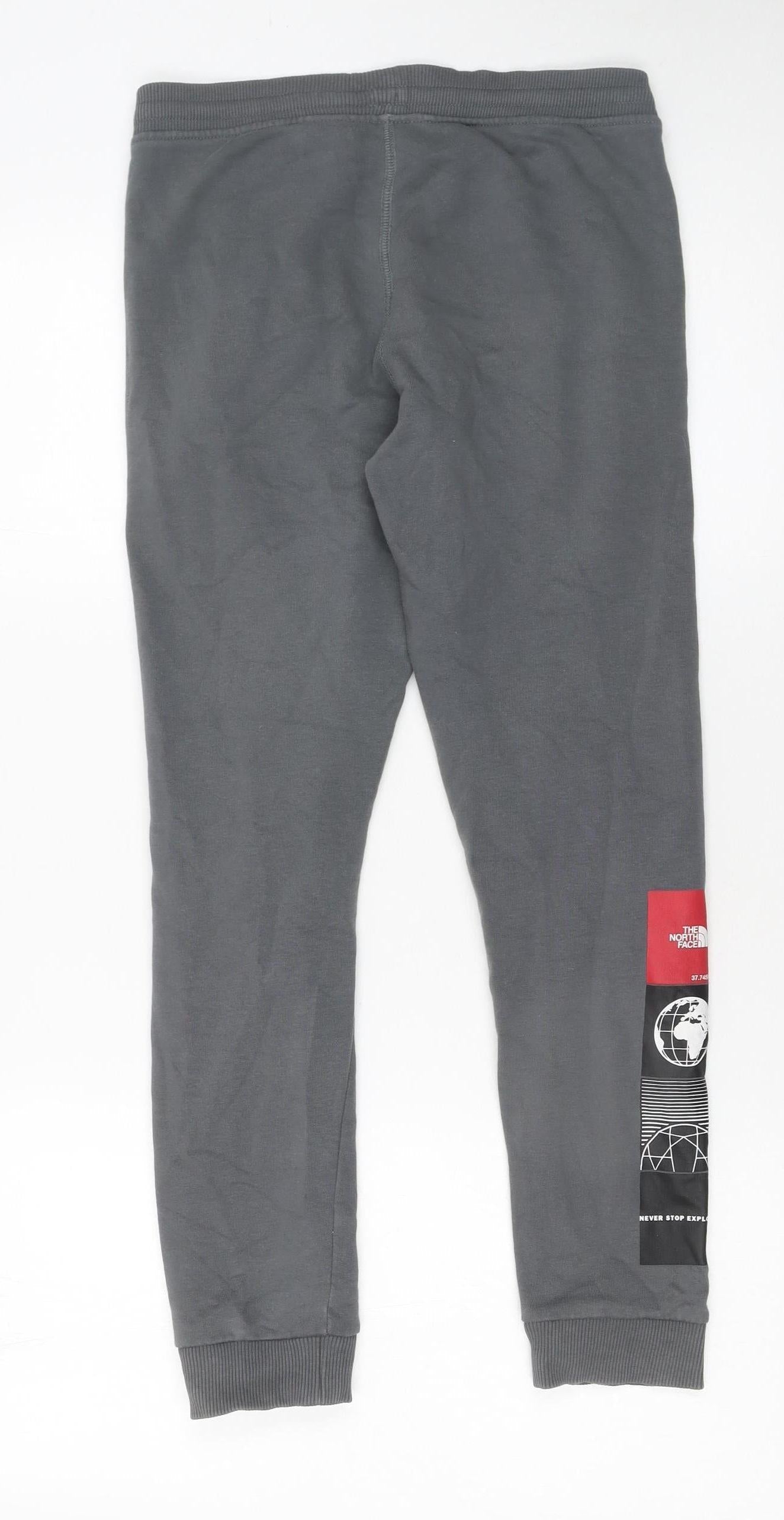 The North Face Boys Grey Joggers L Elastic Waist Cotton Blend Sweatpants