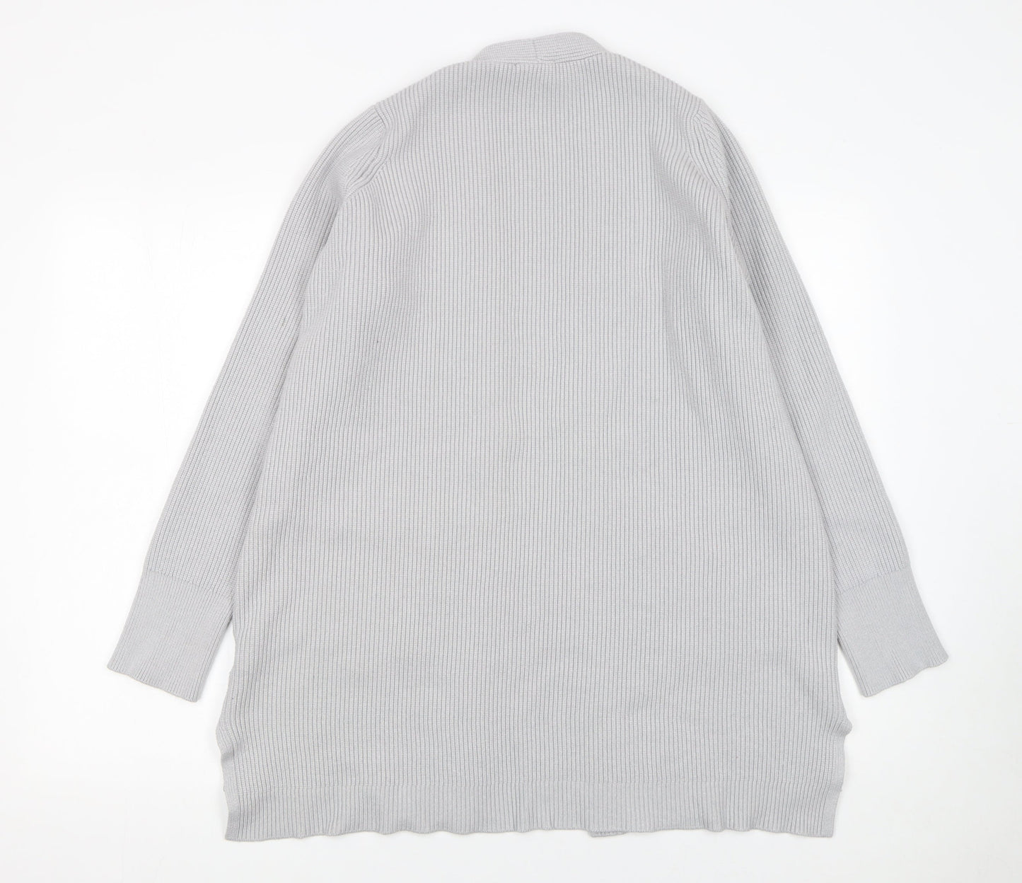 Seraphine Womens Grey Ribbed Knit Long Sleeve Open Cardigan Size S