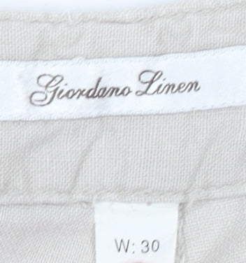 Giordano Womens Beige Linen Cotton Capri Trousers Size 30