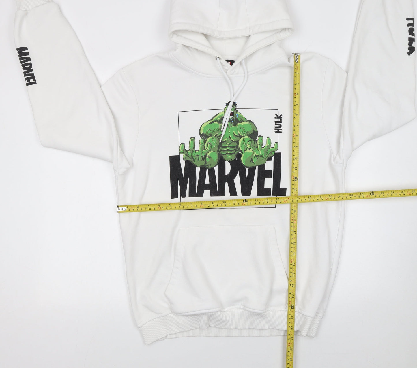 Marvel Men’s White Hulk Graphic Pullover Hoodie XL
