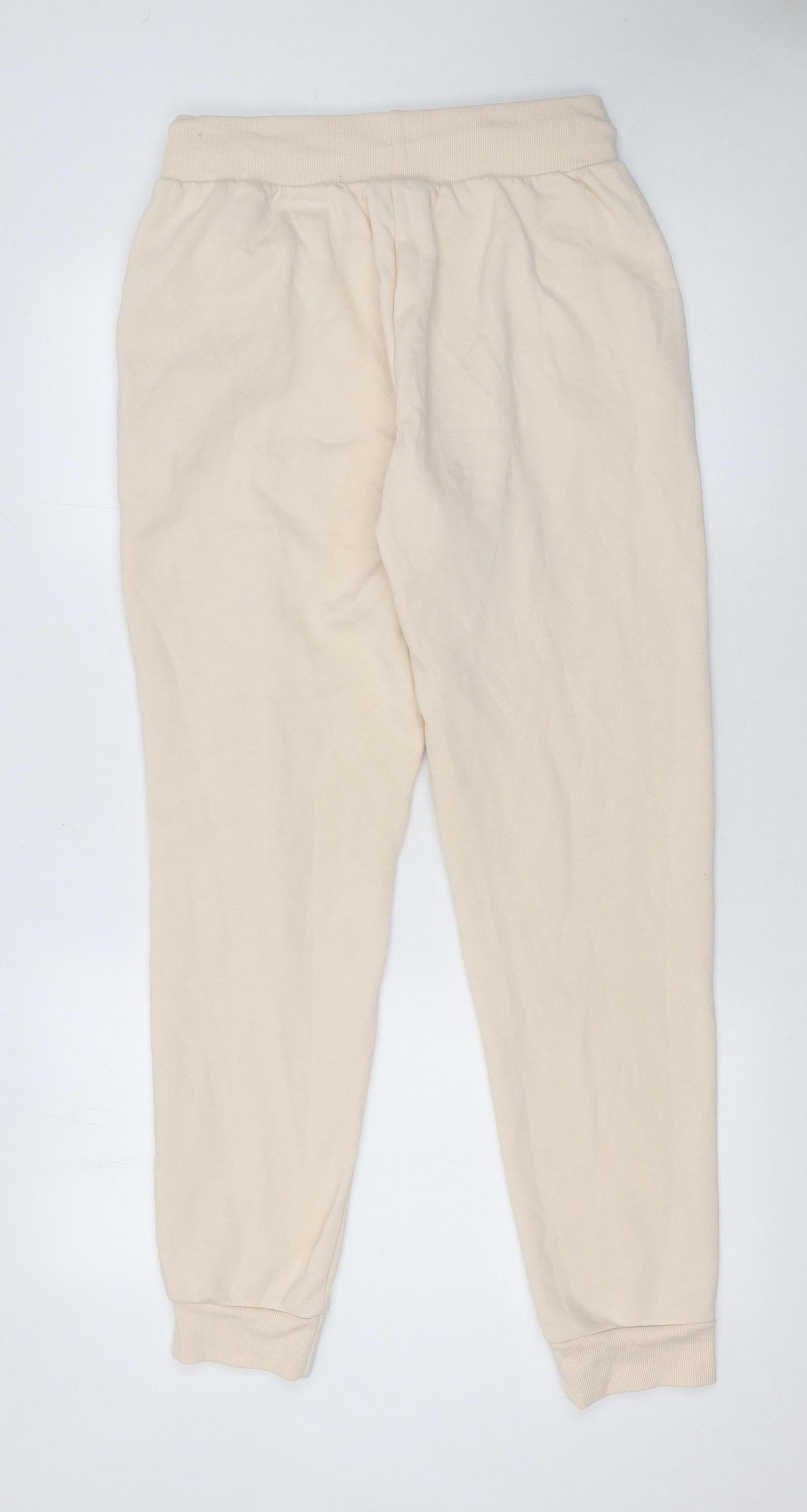Bekkin Women Beige Jogger Trousers M Cotton Blend Fleece
