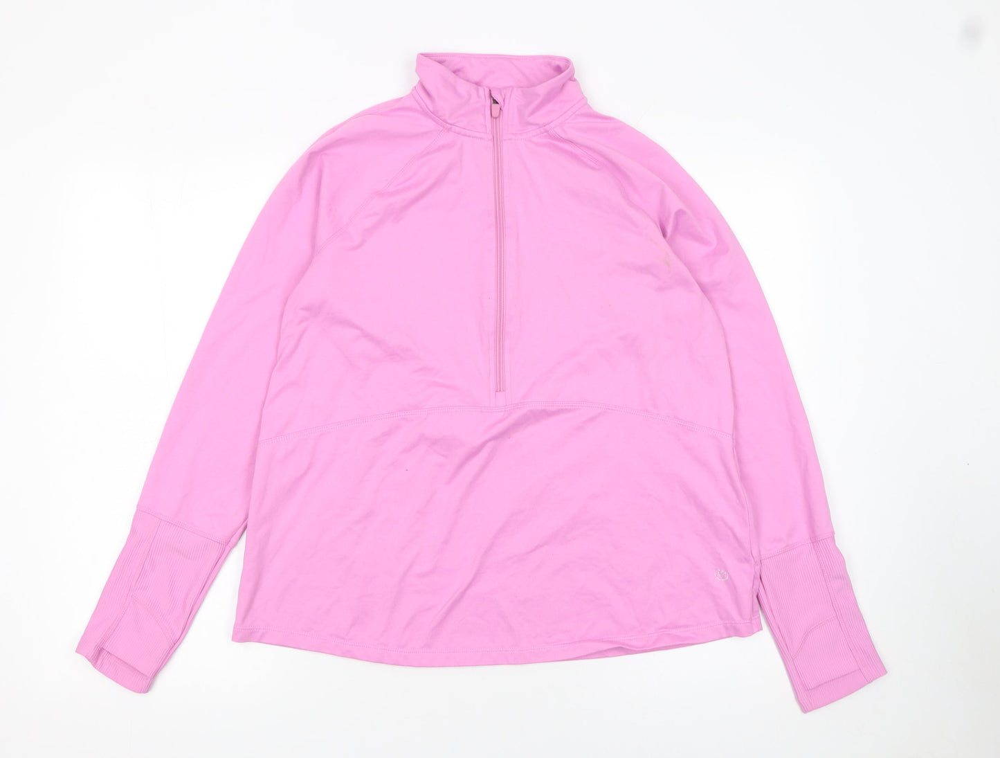 Dunnes Stores Womens Pink 1/2 Zip Long Sleeve Pullover Sweatshirt Size 12